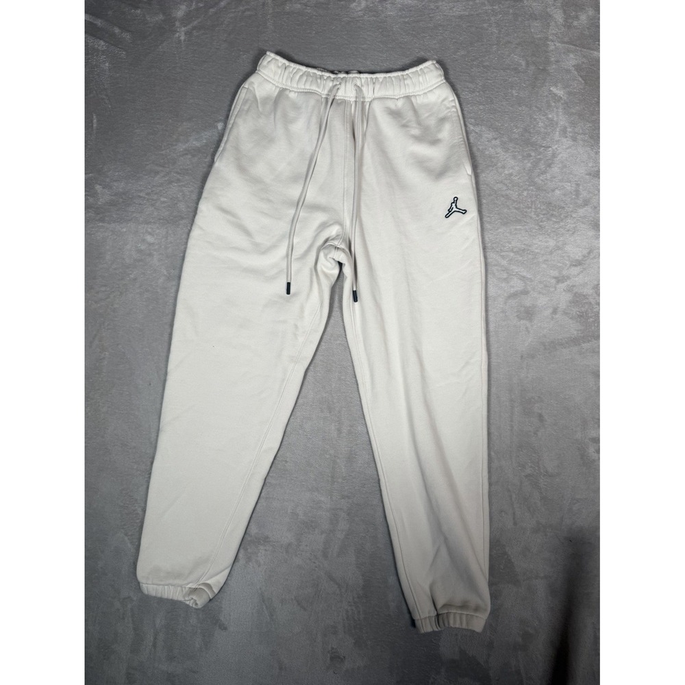 Jordan Men's L Beige Cotton Blend Fleece Jogger Pants Elastic Waist Pockets